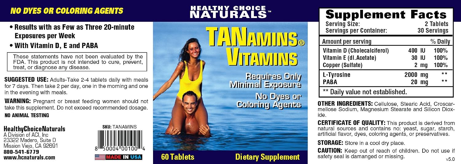 Tanamins Tanning Vitamin - Natural Tanning Lotion (2 bottles)