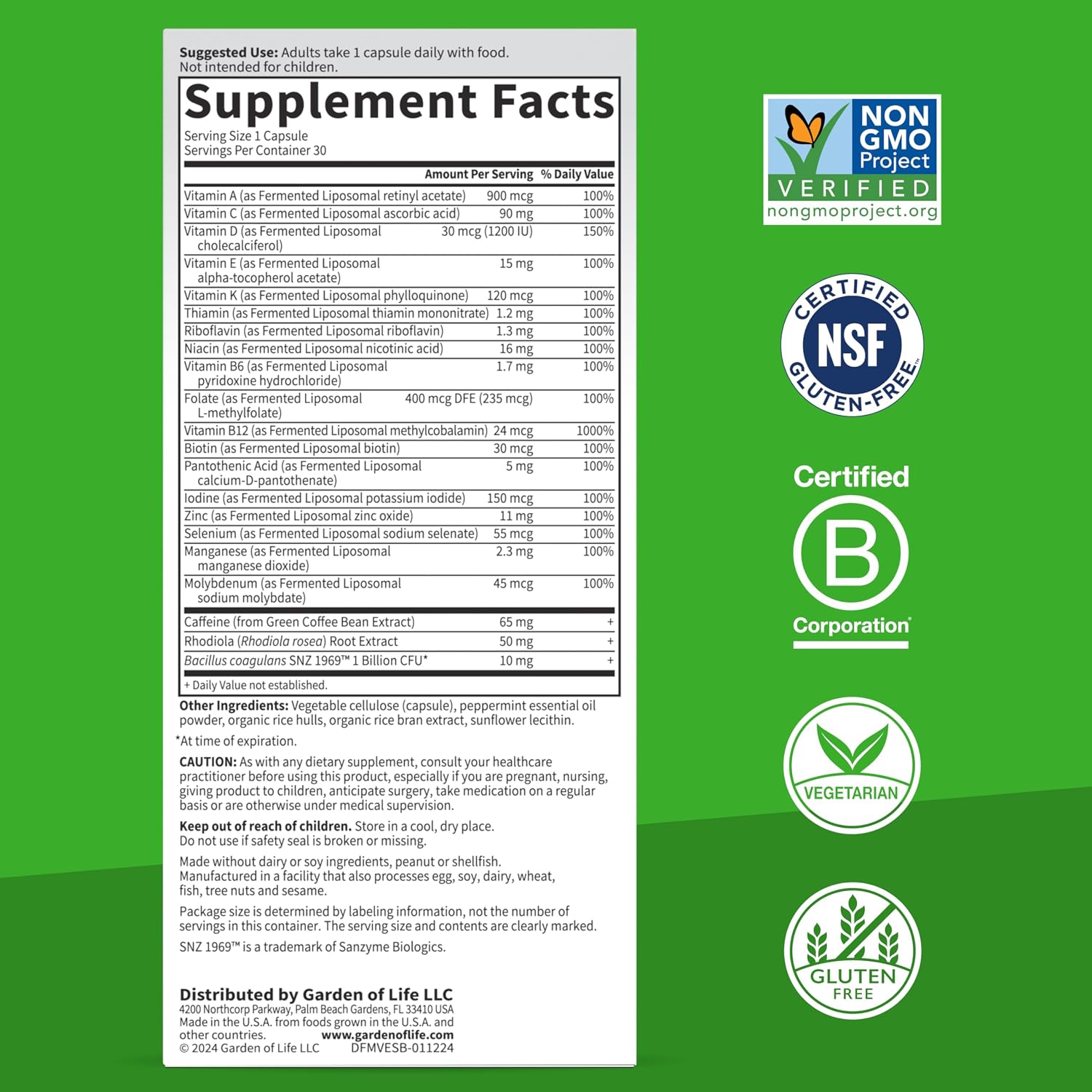 Garden of Life Multivitamínico Liposomal Energy - 30 Cápsulas