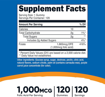 Nutricost Ácido Fólico (Vitamina B9) – El ácido fólico contribuye a la formación normal de las células sanguíneas. – Image 2