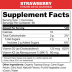 MTN OPS Vitamina D3 K2 Gominolas, 5000 UI, 90 mcg MK-7, Sabor Fresa Natural, 60 Gominolas