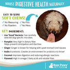 Raw Paws Probióticos Naturales para Perros con Prebióticos, 100 Masticables Blandos (284 g)