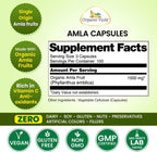 Organic Veda Amla Cápsulas - 1500mg, 300 Cápsulas - Suplemento Natural de Vitamina C con Antioxidantes