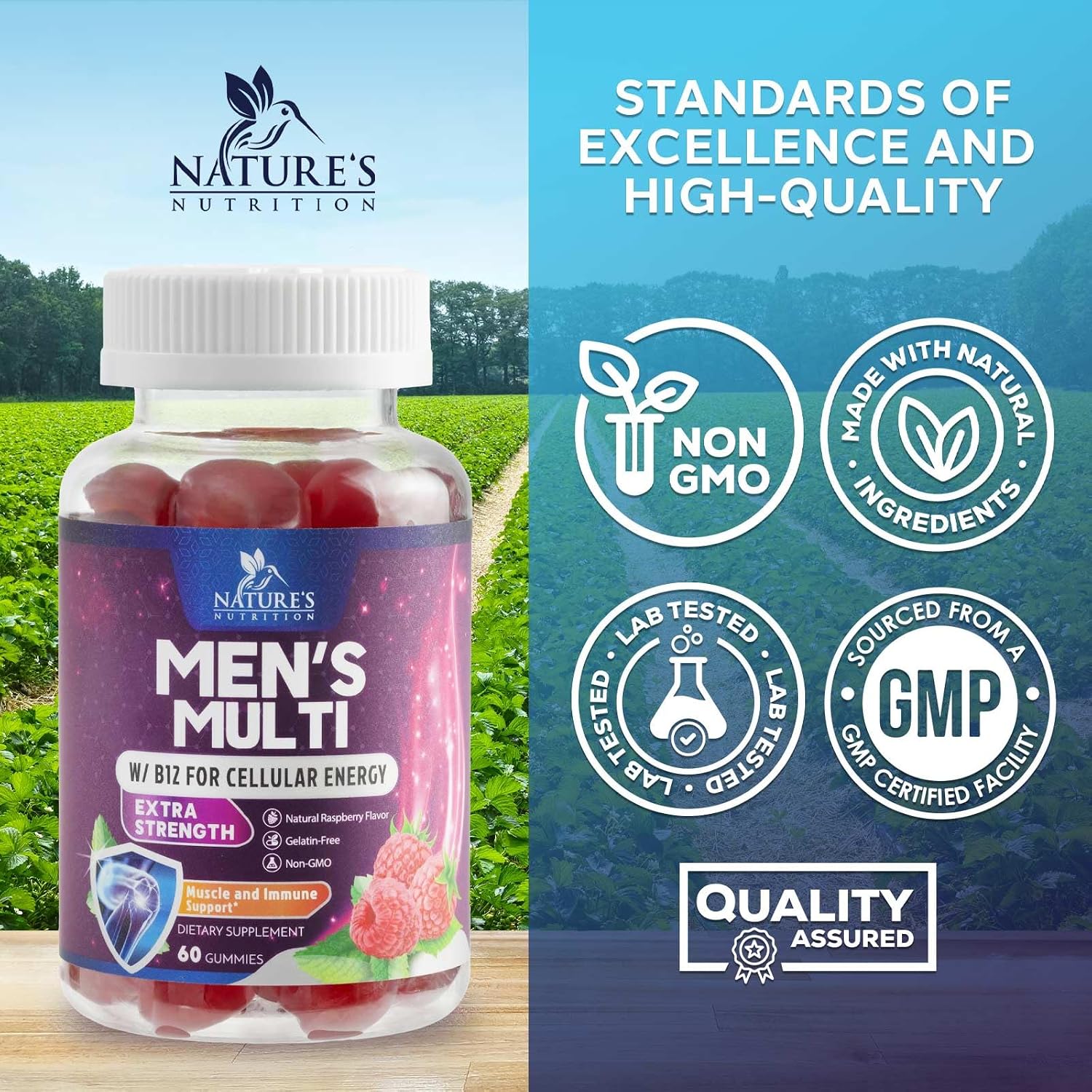 Multivitamínico para Hombres en Gominolas - Completo con 13 Vitaminas y Minerales - 60 Gominolas
