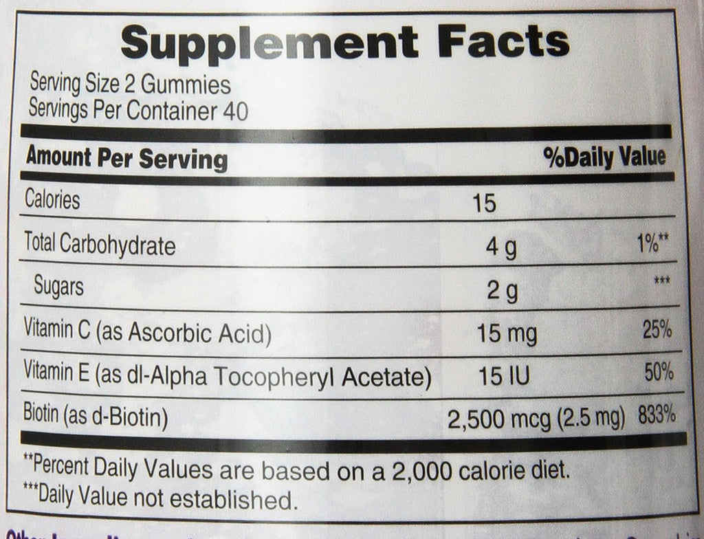 Nature's Bounty Optimal Solutions, Hair, Skin & Nails Gummies with Biotin, 80 Count (Pack of 2)