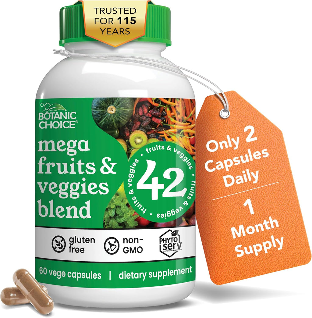 Botanic Choice - Mega Fruits & Veggies Blend - 42 Frutas y Verduras - 60 Cápsulas