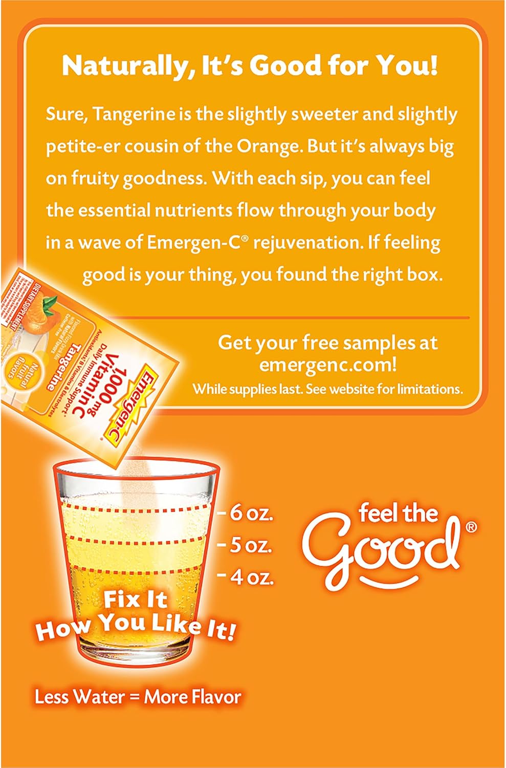 Emergen-C 1000mg Vitamina C en Polvo con Antioxidantes y Vitaminas B, Sabor Mandarina - 60 Sobres