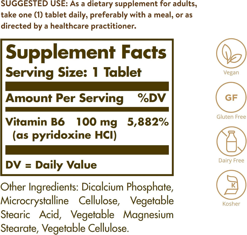 Solgar Vitamina B-6 100 mg - 100 Tabletas