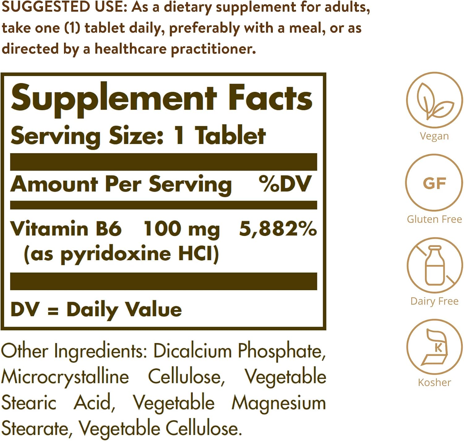 Solgar Vitamina B-6 100 mg - 100 Tabletas