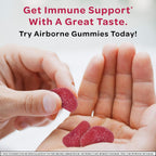 Airborne Gummies de Vitamina C 750 mg para Adultos, Suplemento de Apoyo Inmunológico con Potentes Antioxidantes Vitaminas A, C y E - 63 Gominolas, Sabor Arándano y Granada