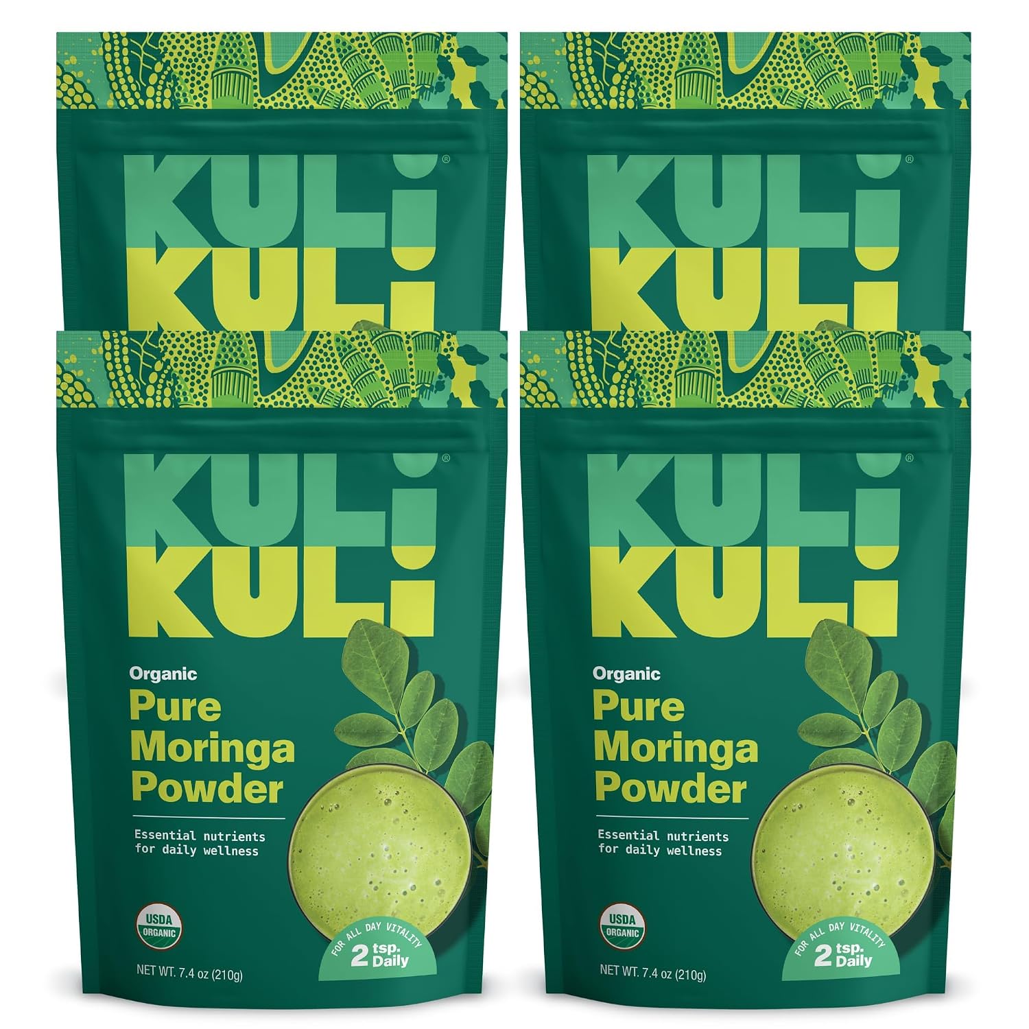 Kuli Kuli Moringa Oleifera Orgánica en Polvo - 4 Pack