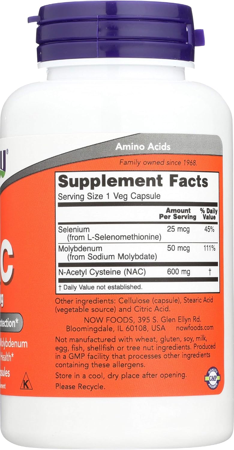 NOW Foods, NAC 600 mg, 100 Cápsulas