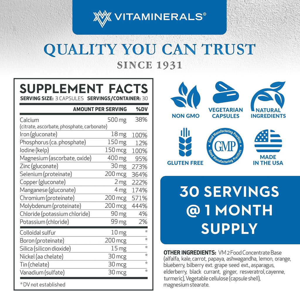 Vitaminerals 16 Polymineral Comprehensive Mineral Formula, 90 cápsulas vegetales