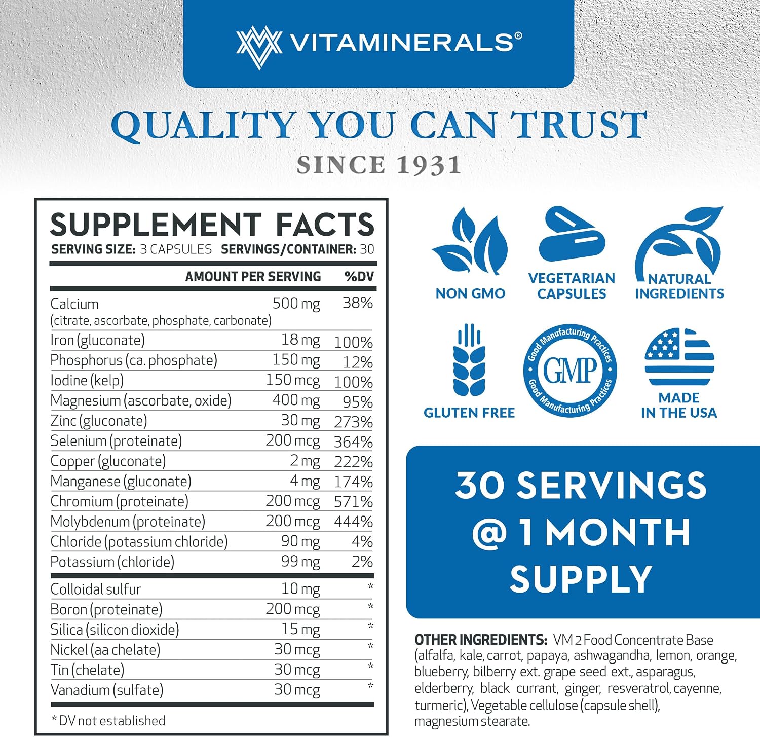 Vitaminerals 16 Polymineral Comprehensive Mineral Formula, 90 cápsulas vegetales