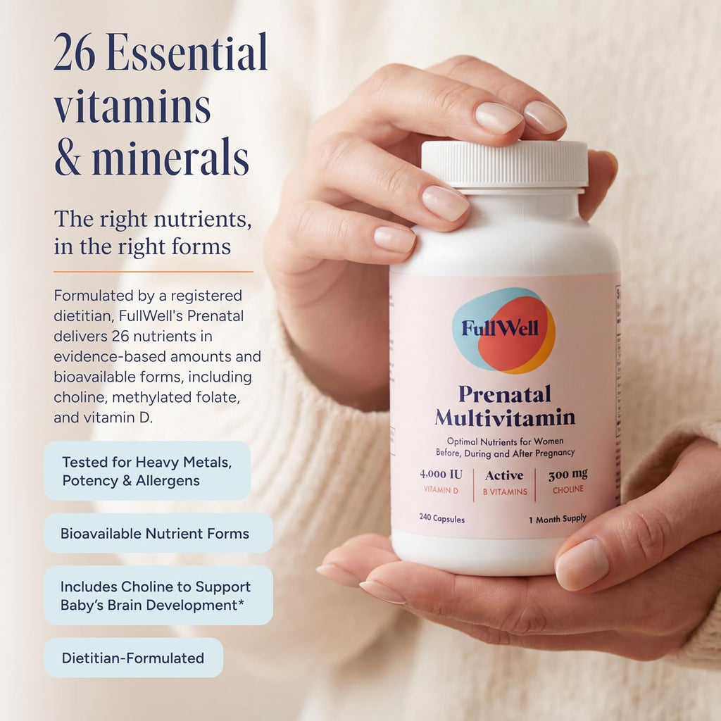 FullWell Women's Prenatal Multivitamin, 240 Cápsulas (30 Dosis)