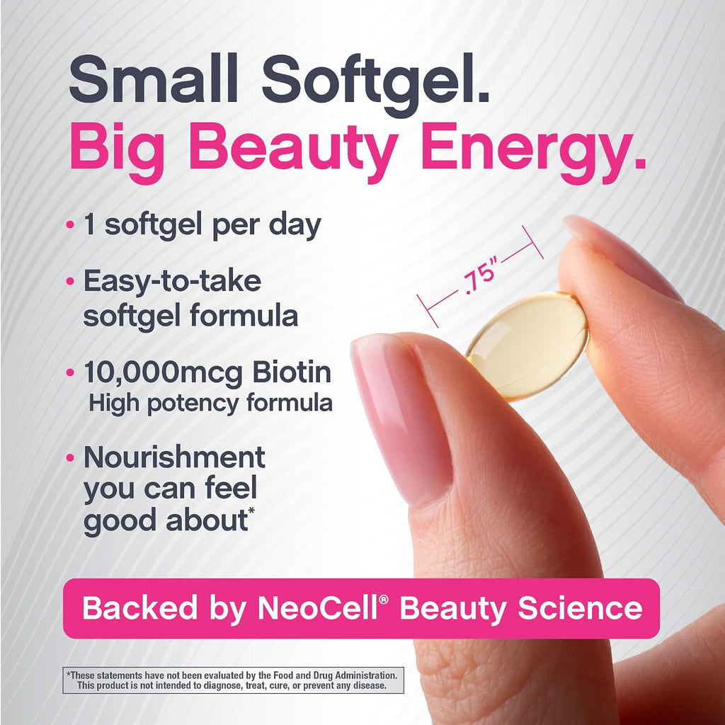 NeoCell Biotin Hair Revitalizer 10000 mcg | 300 Cápsulas blandas | Fórmula nutritiva diaria | Para mujeres y hombres | Complemento para cabello, piel y uñas