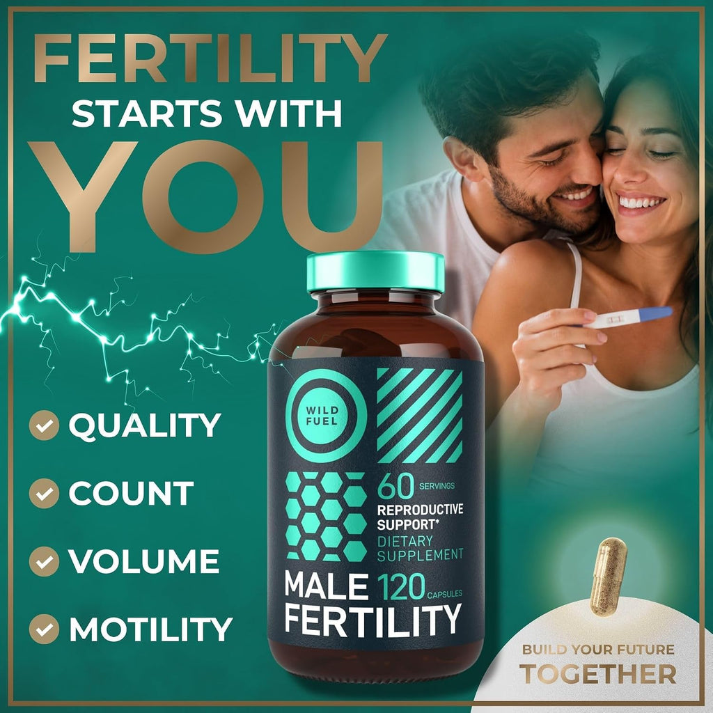 Suplemento de Fertilidad para Hombres - Maca, Ashwagandha, Zinc - Wild Fuel (120 Cápsulas)