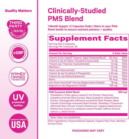 Pink Stork Suplemento PMS para Mujeres - con Vitex, Ashwagandha, Maca y 10 Vitaminas y Minerales - 60 Cápsulas – Image 6
