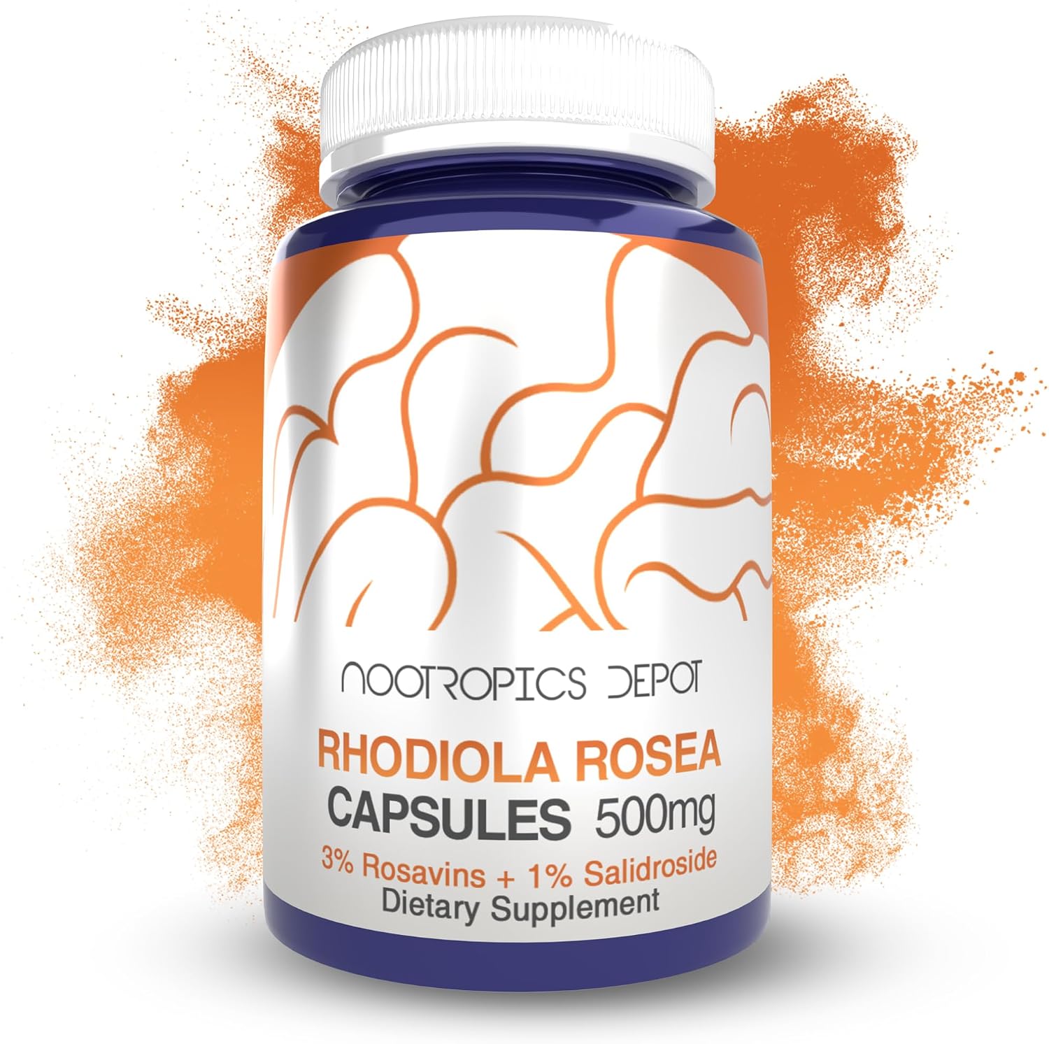 Nootropics Depot Rhodiola Rosea Cápsulas | 500mg | 3% Rosavins | 60 Cápsulas | Extracto Estandarizado