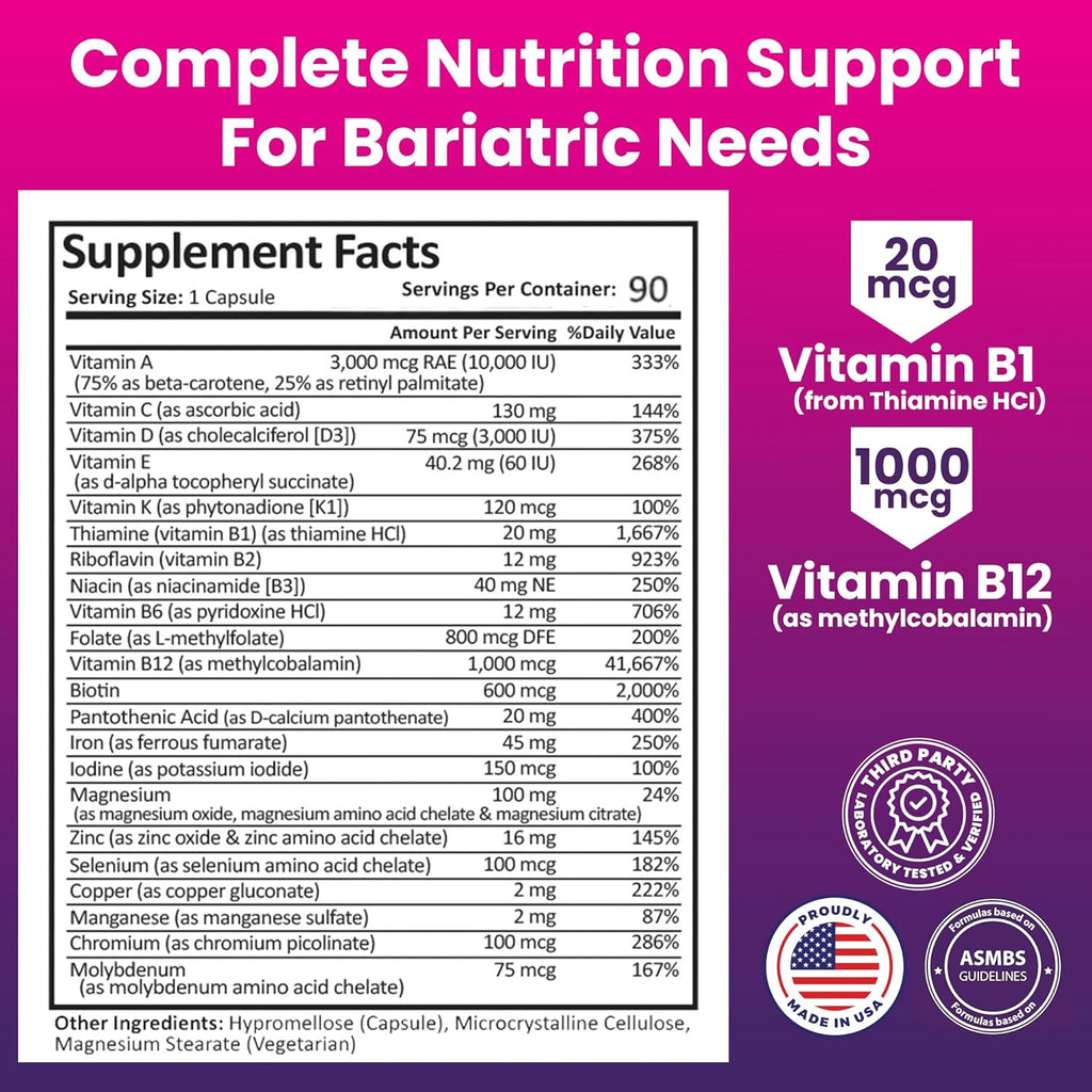 ProCare Health Multivitamínico Bariátrico 45mg Hierro – 90 Cápsulas