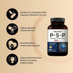 NatureBell P5P Vitamina B6 100mg por dosis, 240 Cápsulas - Piridoxal-5-Fosfato Activado