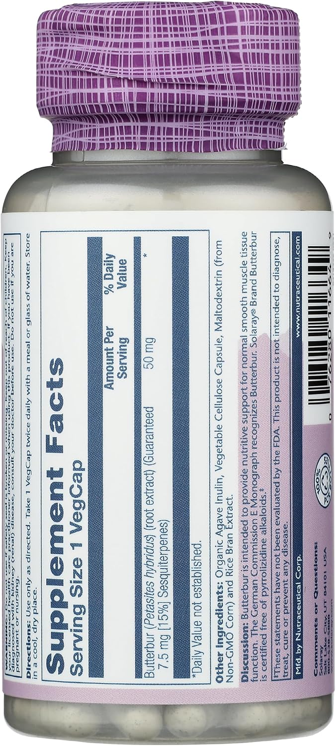 Solaray Extracto de Raíz de Butterbur 50 mg - 60 Cápsulas Veganas