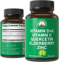 Peak Performance Immune Support – 6 en 1 con Vitamina D3 K2, C, Saúco, Zinc y Quercetina – 60 Cápsulas