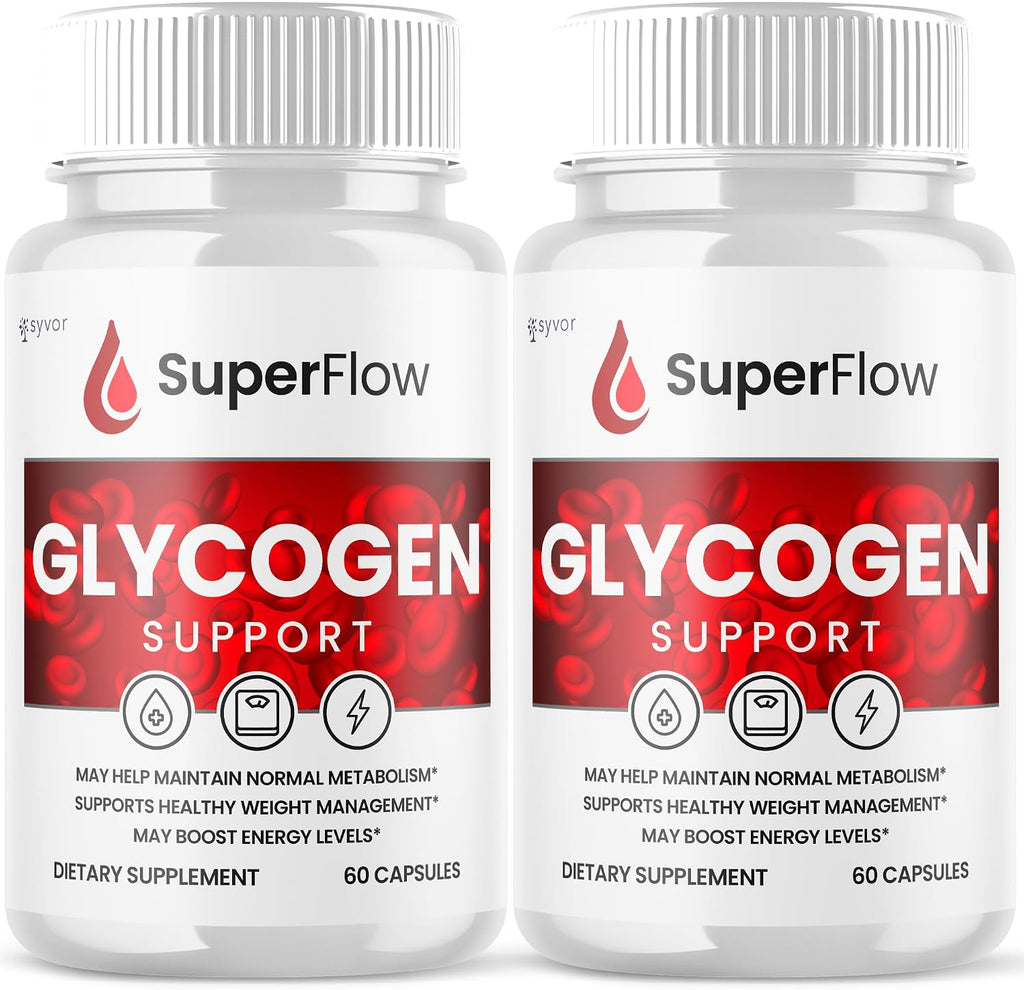 (2 Pack) Super Flow Glycogen Support – Fórmula Avanzada Glyco Optimizer, Cápsulas Naturales para el Bienestar Diario (120 Cápsulas)