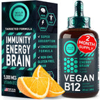 WILD FUEL Gotas de Vitamina B12 Líquida Vegana - 5000 mcg Metilcobalamina Sublingual - Apoyo Energético y Cognitivo - Sabor Cítrico Natural - 60 ml