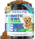 Probióticos para Perros WEALLIN - 200 Masticables para Salud Digestiva y Piel