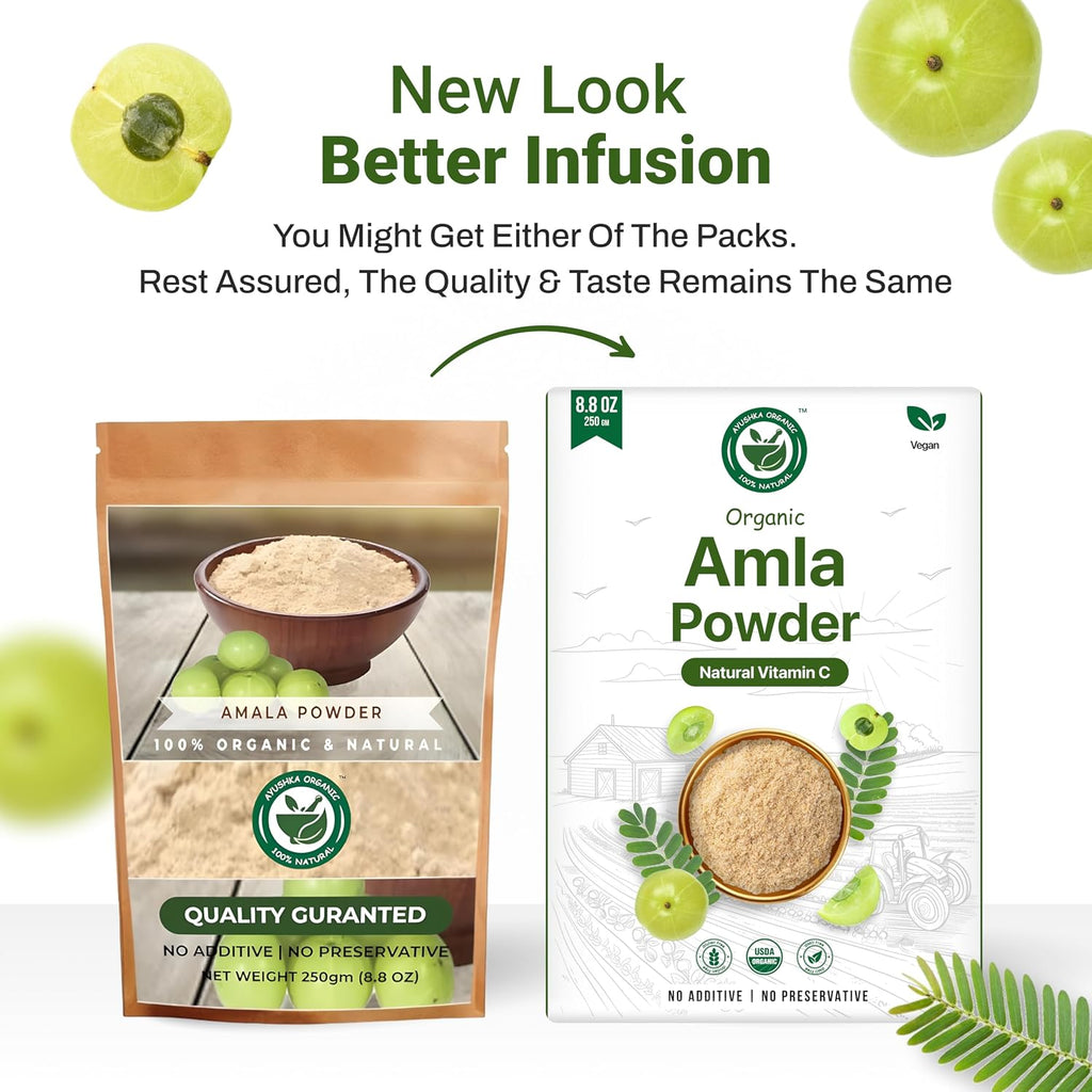 Ayushka Organic Amla Powder (Amalaki) 500g - USDA Organic Indian Gooseberry Powder