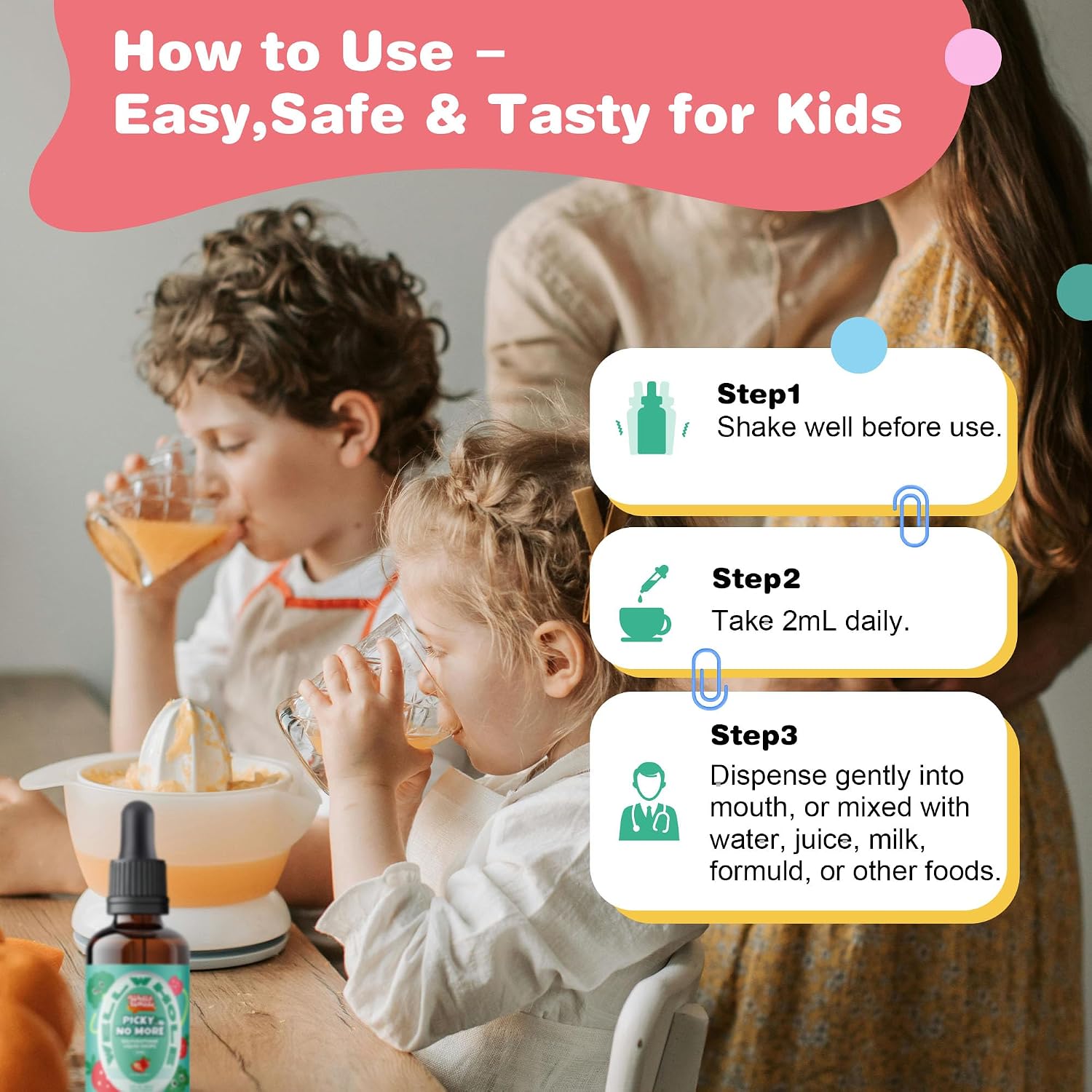Pick No More Kids Liquid Greens con Sulforafano – Nutrición Oculta para Niños que no Comen Verduras, Apoyo Diario, Vegano, Sin Azúcar, 60 ml