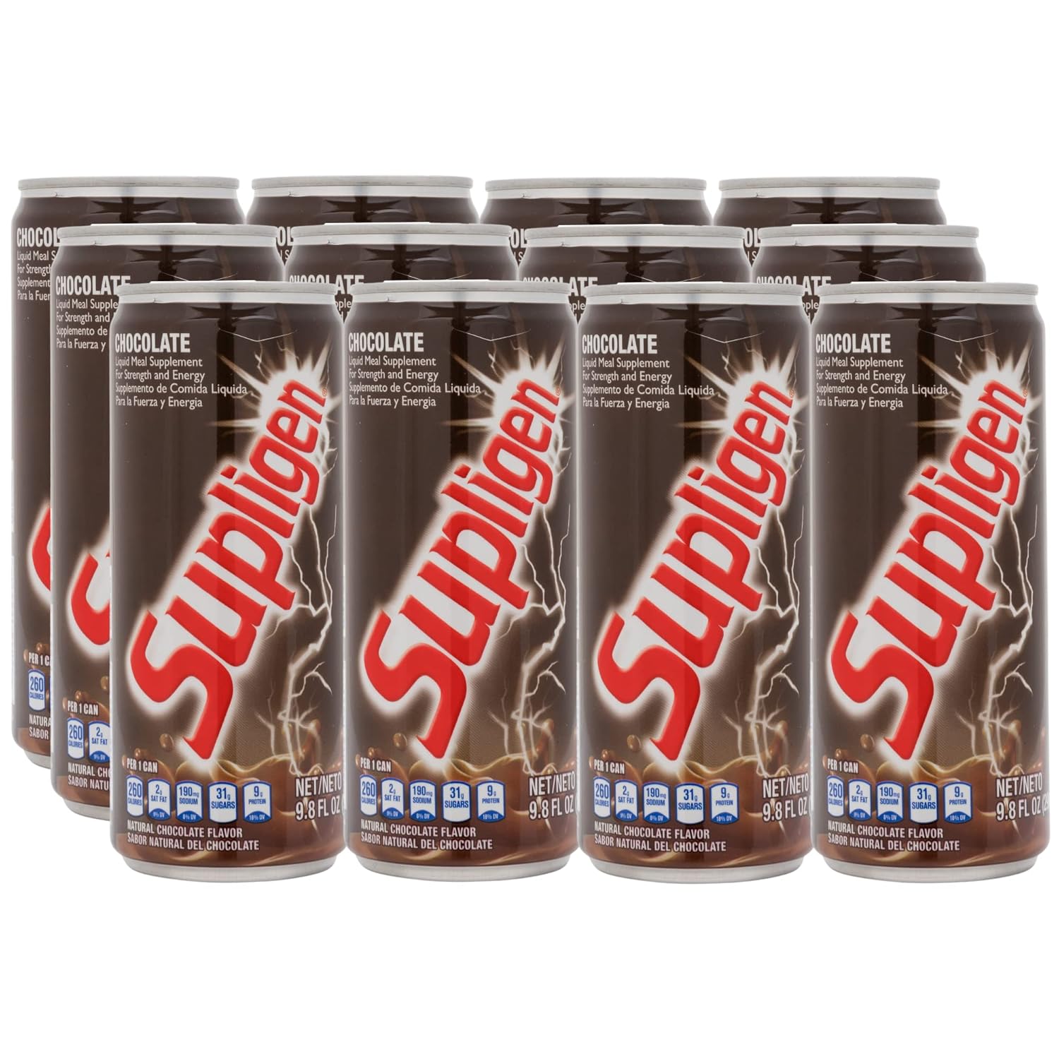 Supligen Chocolate - Batido Nutricional Líquido, 9.87 oz (Pack de 12)