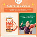 GOJOY NATURALS Kids Focus Gummies – Azafrán, Magnesio Glicinato, L-Teanina e Inositol – Apoyo a la Concentración y Calma – Vegano, Sin Azúcar, Sin OMG