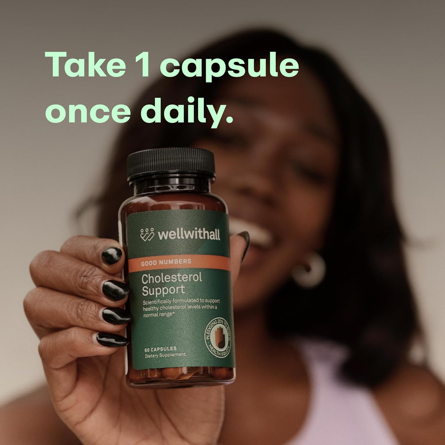 WellWithAll Cholesterol Support | Suplemento para el Colesterol con Bergamota, Policosanol y Crominex 3+ | 60 Cápsulas