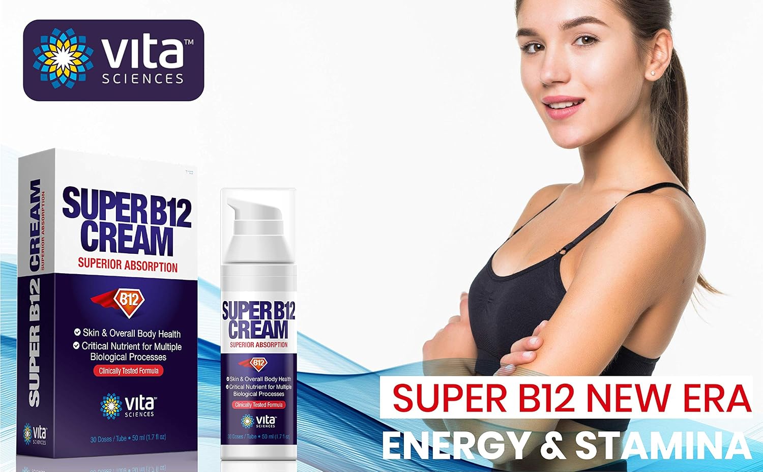 Vita Sciences Super B12 Cream - Crema Tópica de Vitamina B12 con Metilcobalamina Bioactiva