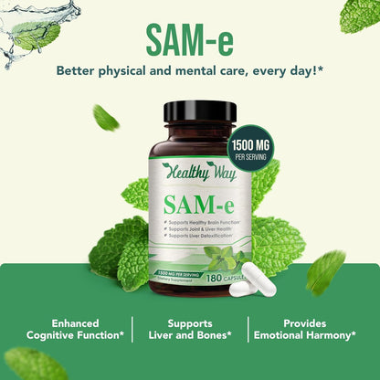 HealthyWayRx 1500mg SAM-e Suplemento de S-Adenosilmetionina - 60 Cápsulas – Image 3