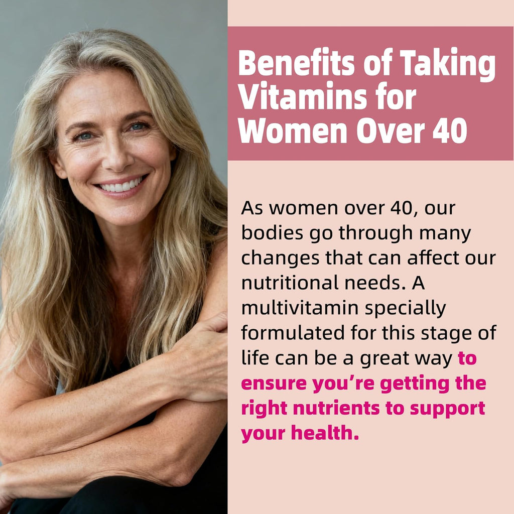 Multivitamínico en Gominolas para Mujeres 40+ con Omega-3, Niacinamida, Complejo B, Luteína, Hierro, Colina, Fosfatidilserina, Vitamina D3 - Vegano, Sin Azúcar, 120 Gominolas