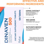 Dulac Dinaven 500 - Suplemento Dietético con Diosmina Micronizada y Hesperidina - 120 Comprimidos