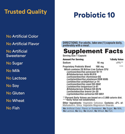 Puritan's Pride Probiotic 10 con Vitamina D, – 20 mil millones de UFC por cápsula: dosis alta para una – Image 6