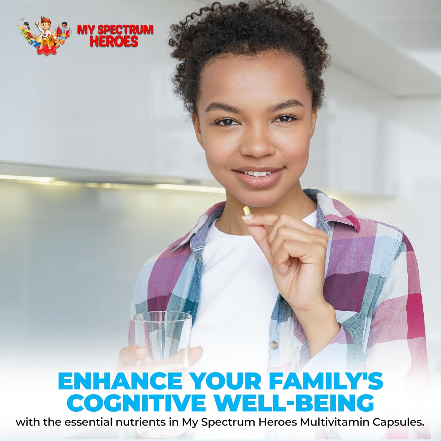 My Spectrum Heroes Multivitamínico Infantil - Acetil-L-carnitina, Colina, Coenzima Q10, Inositol, MSM, MTHF, NAC (150 Cápsulas)