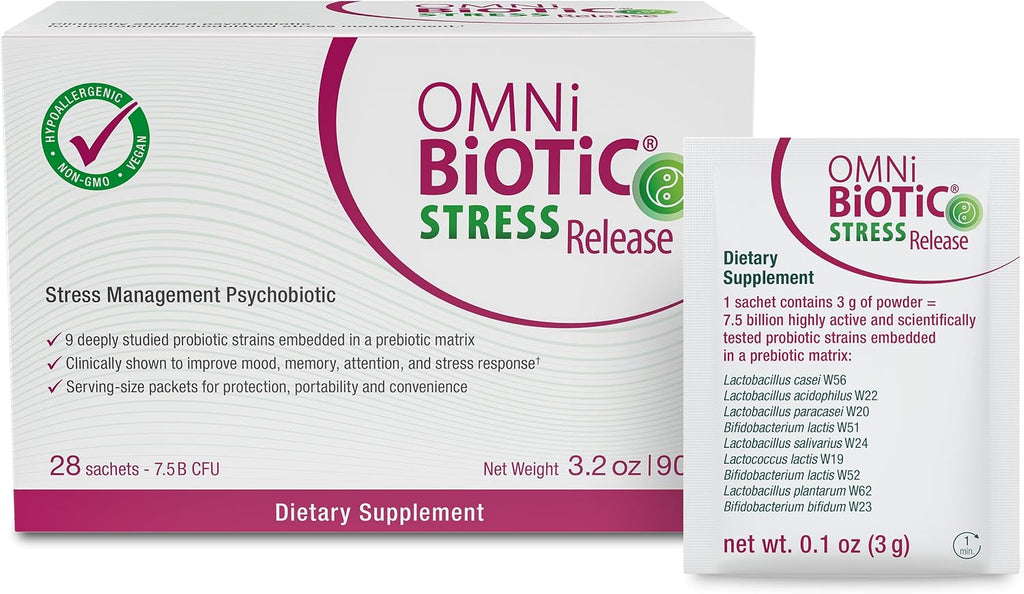 OMNi BiOTiC Stress Release - Probiótico para el Manejo del Estrés y el Eje Intestino-Cerebro - 28 Sobres