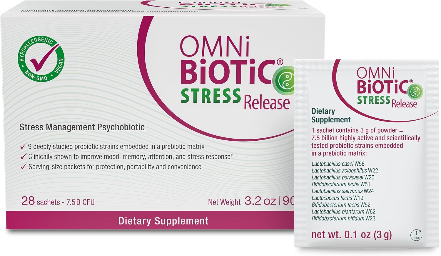 OMNi BiOTiC Stress Release - Probiótico para el Manejo del Estrés y el Eje Intestino-Cerebro - 28 Sobres