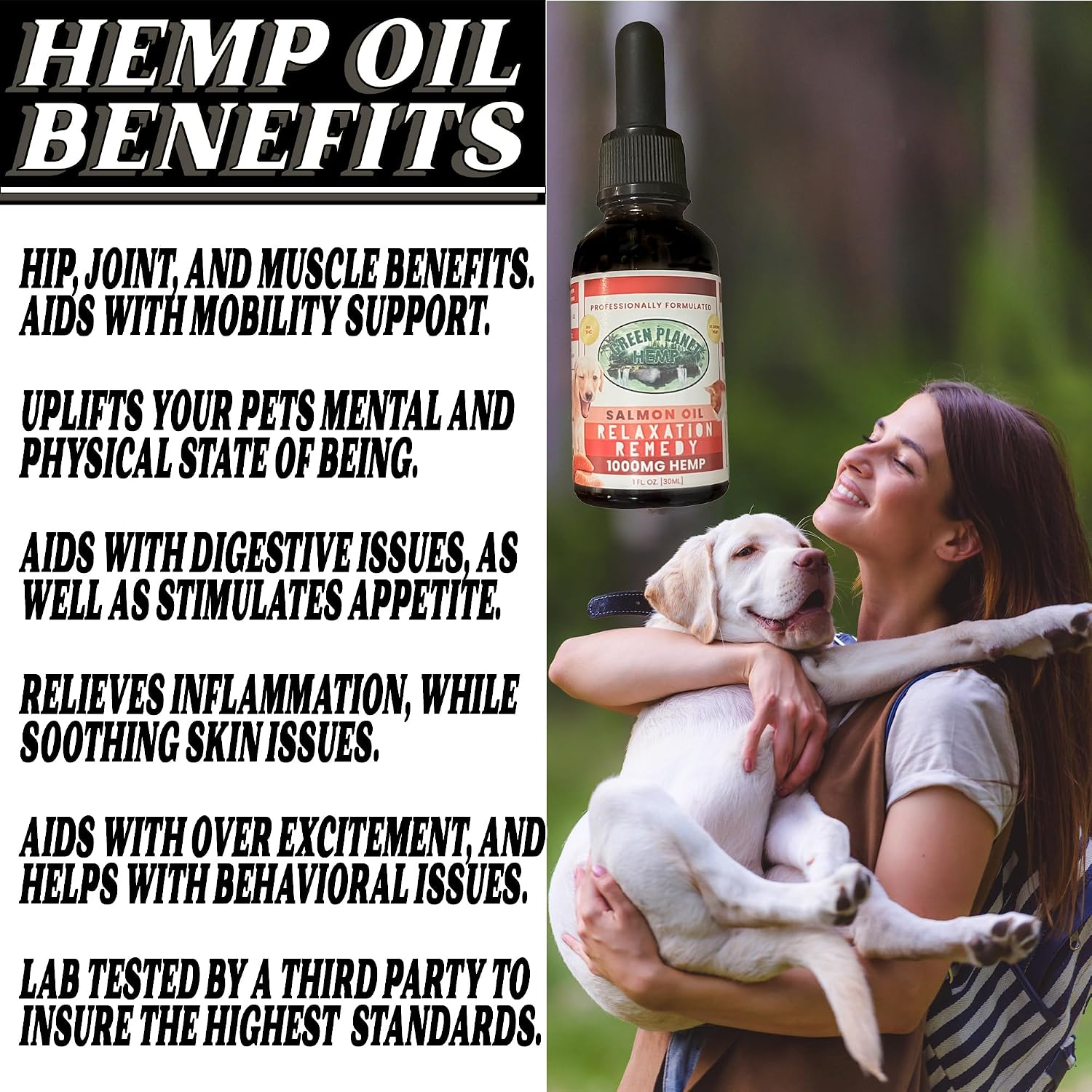 Aceite de Hemp para Perros y Gatos con Salmón Salvaje de Alaska - 1000 mg