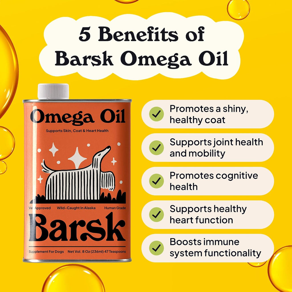 Barsk Aceite de Salmón Salvaje de Alaska para Perros y Gatos - Rico en Omega 3 EPA y DHA