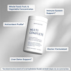 BodyHealth Multi Complete (120 Cápsulas) - Multivitamínico Diario con Alimentos Integrales, Minerales, Antioxidantes y Extractos para el Hígado