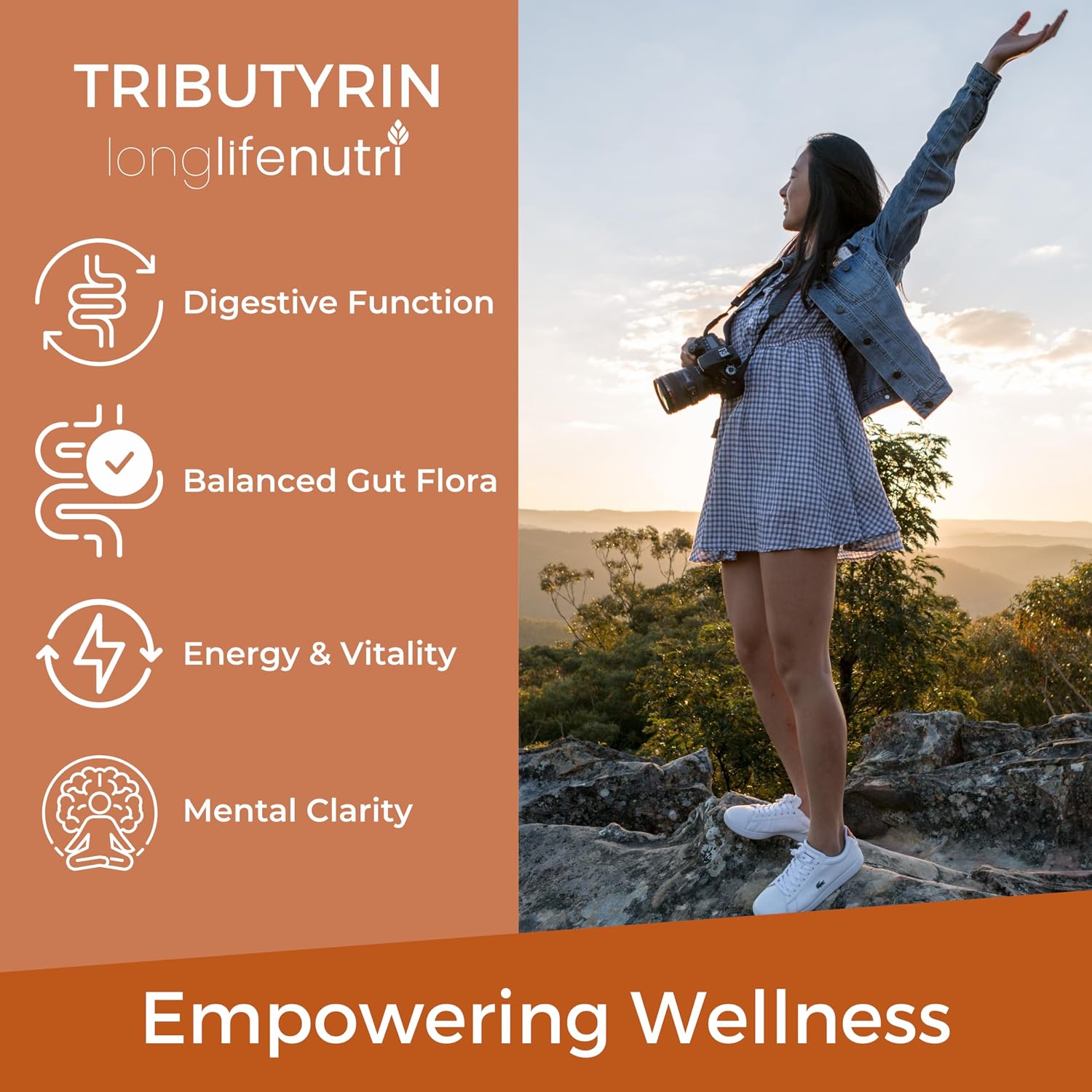 BioGutyrin – Tributyrina 500mg, Postbiótico para la Función Intestinal, 120 Cápsulas Vegetales