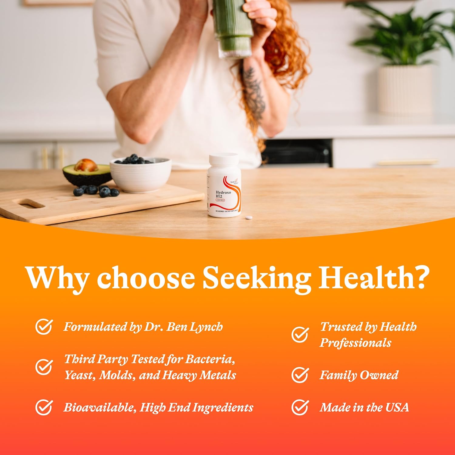 Seeking Health Hydroxo B12 - Vitamina B12 2000 mcg, 60 Pastillas para Apoyo Energético y de Metilación