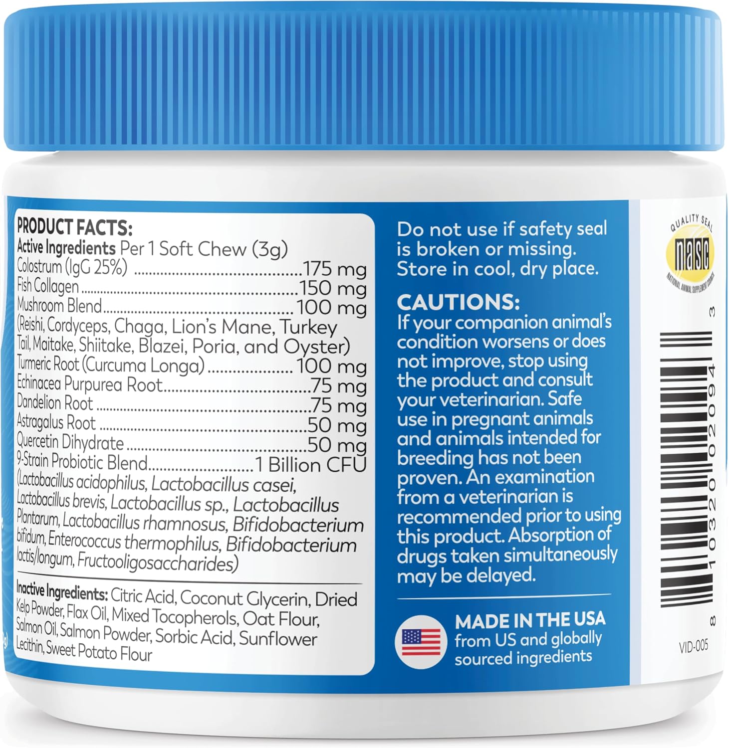 Dr. Harvey's Masticables Suaves para Perros contra Alergias y Picor - Apoyo Inmune y Digestivo con Hongos Funcionales, Probióticos y Super Hierbas, Sabor a Salmón (90 unidades)