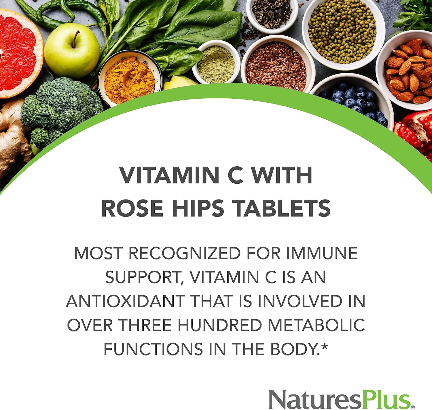 NaturesPlus Vitamin C 1000 mg with Rose Hips - 60 Sustained Release Tablets