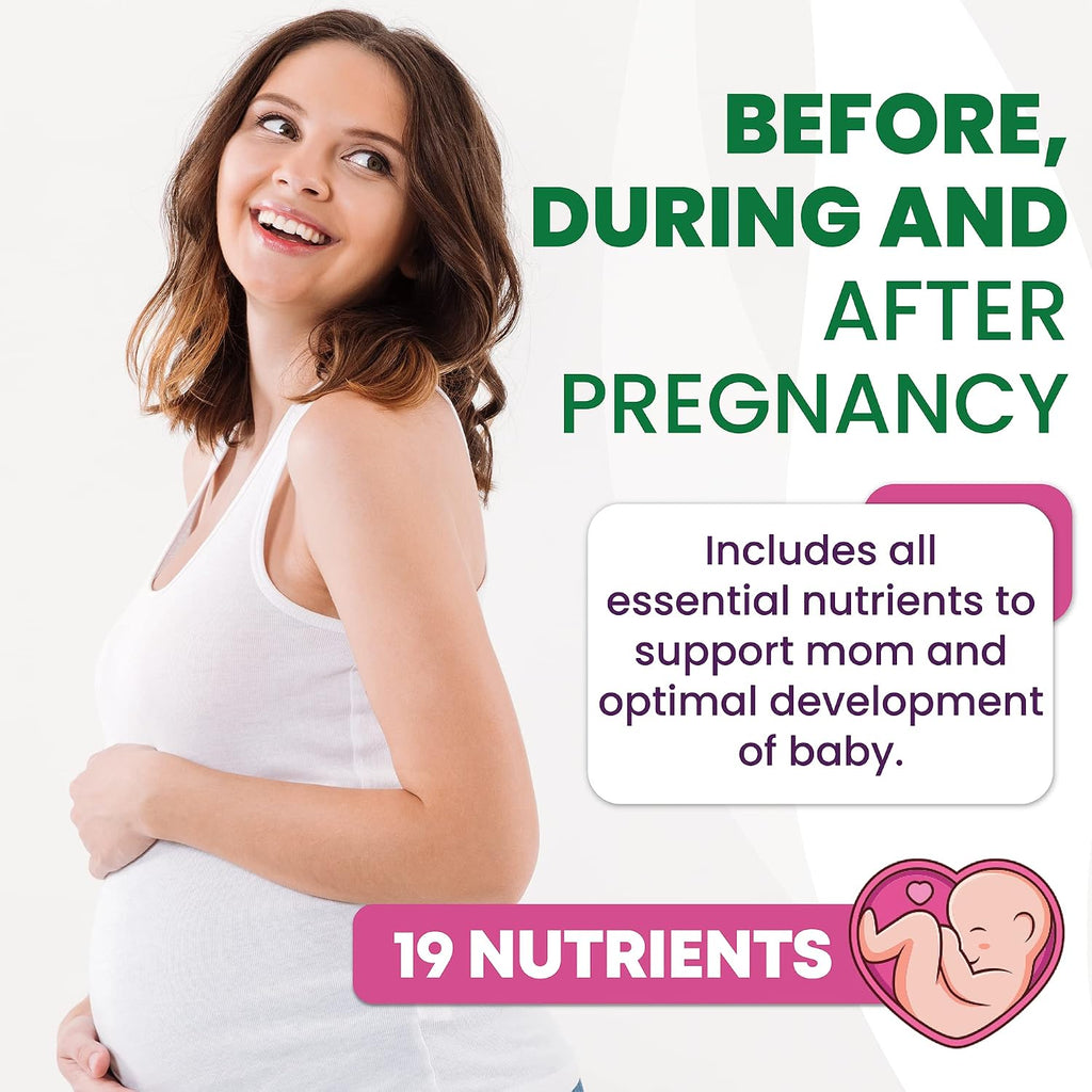 Built by Nature Vitaminas Prenatales para Mujeres - 120 Softgels con DHA y Omega-3, Ácido Fólico, Vitamina C, B12 y Hierro